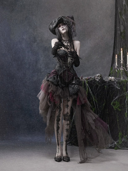 Legacy Of The Dead Gothic Dark Purple Fishbone Corset Dress【s0000018602】