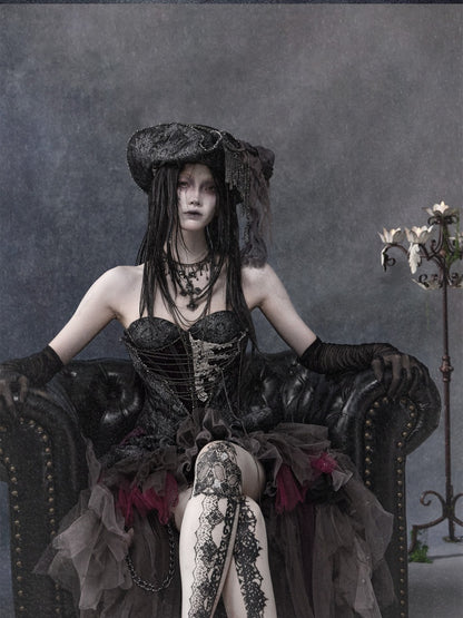 Legacy Of The Dead Gothic Dark Purple Fishbone Corset Dress【s0000018602】