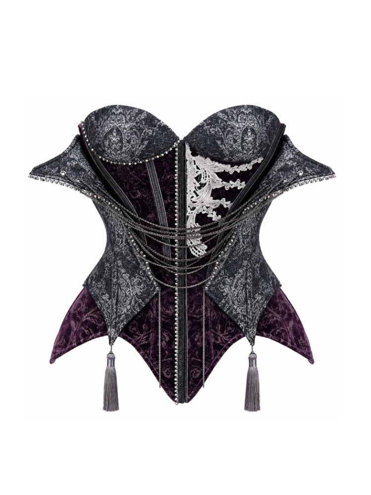 Legacy Of The Dead Gothic Dark Purple Fishbone Corset Dress【s0000018602】