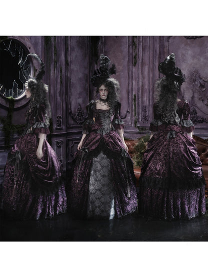 Legacy Of The Dead Gothic Dark Purple Fishbone Corset Tops【s0000018605】