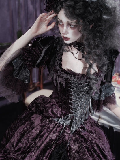 Legacy Of The Dead Gothic Dark Purple Fishbone Corset Tops【s0000018605】