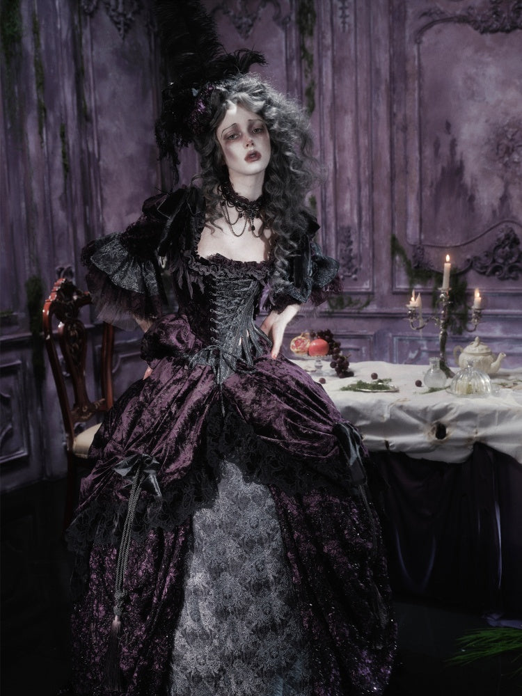 Legacy Of The Dead Gothic Dark Purple Fishbone Corset Tops【s0000018605】