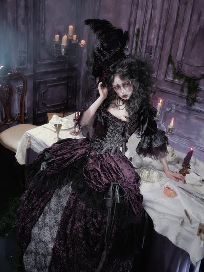 Legacy Of The Dead Gothic Dark Purple Fishbone Corset Tops【s0000018605】