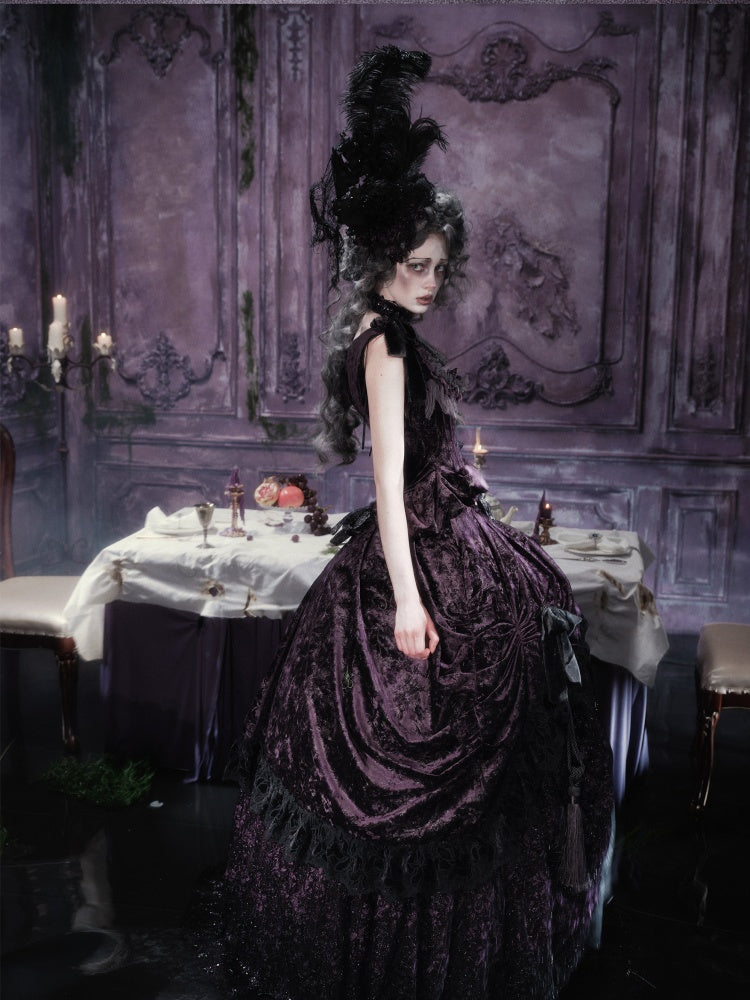 Legacy Of The Dead Gothic Dark Purple Fishbone Corset Tops【s0000018605】