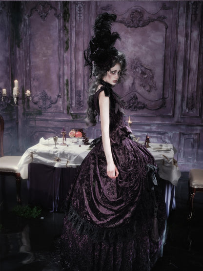 Legacy Of The Dead Gothic Dark Purple Fishbone Corset Tops【s0000018605】