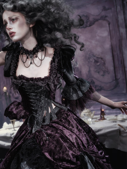 Legacy Of The Dead Gothic Dark Purple Fishbone Corset Tops【s0000018605】