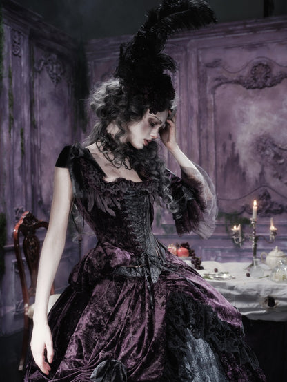Legacy Of The Dead Gothic Dark Purple Fishbone Corset Tops【s0000018605】