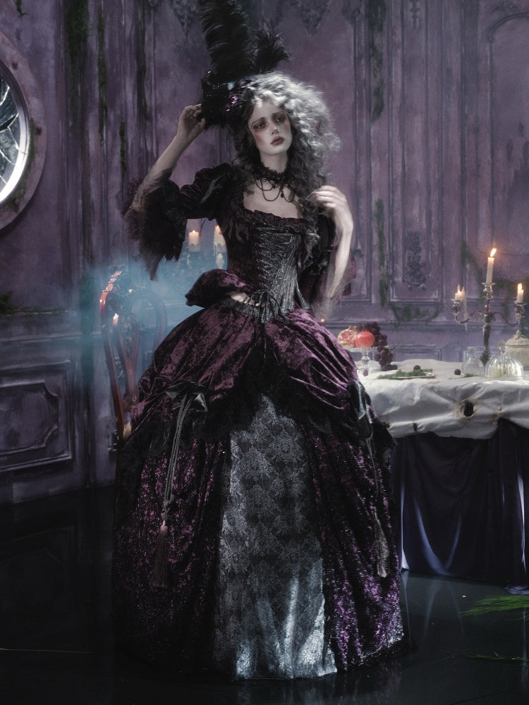 Legacy Of The Dead Gothic Dark Purple Fishbone Corset Tops【s0000018605】