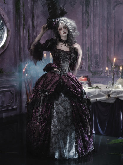Legacy Of The Dead Gothic Dark Purple Fishbone Corset Tops【s0000018605】
