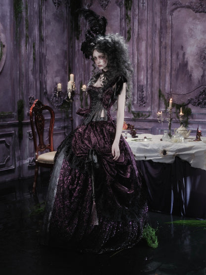 Legacy Of The Dead Gothic Dark Purple Fishbone Corset Tops【s0000018605】
