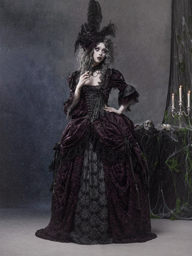 Legacy Of The Dead Gothic Dark Purple Fishbone Corset Tops【s0000018605】