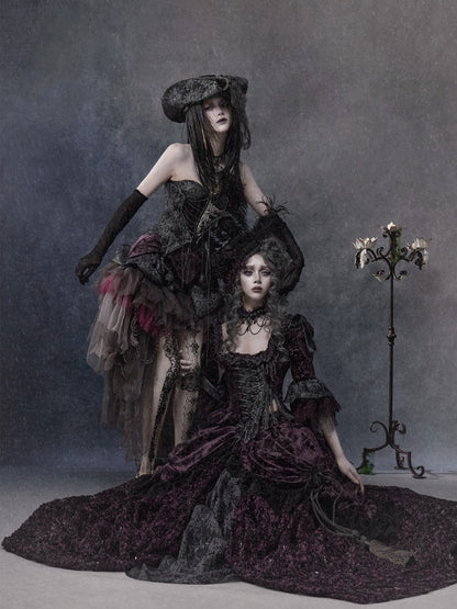Legacy Of The Dead Gothic Dark Purple Fishbone Corset Tops【s0000018605】