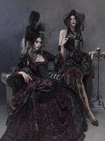 Legacy Of The Dead Gothic Dark Purple Fishbone Corset Tops【s0000018605】