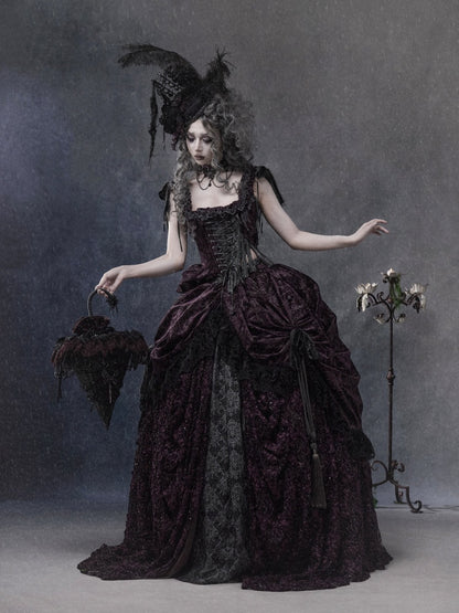 Legacy Of The Dead Gothic Dark Purple Fishbone Corset Tops【s0000018605】