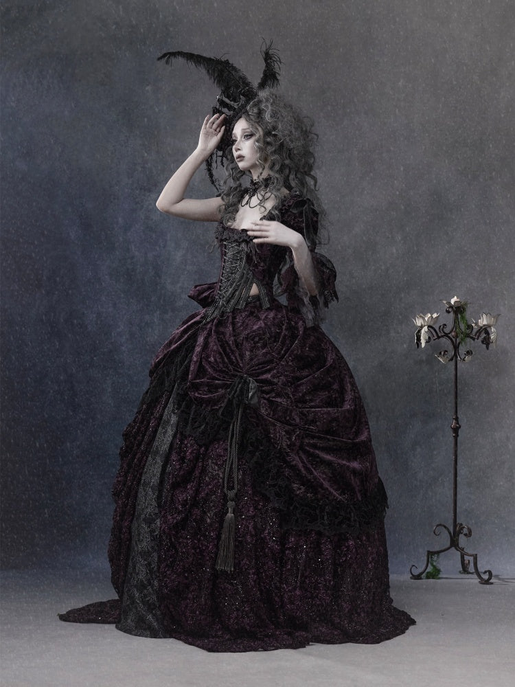 Legacy Of The Dead Gothic Dark Purple Fishbone Corset Tops【s0000018605】