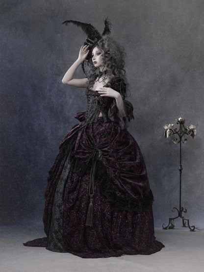 Legacy Of The Dead Gothic Dark Purple Fishbone Corset Tops【s0000018605】