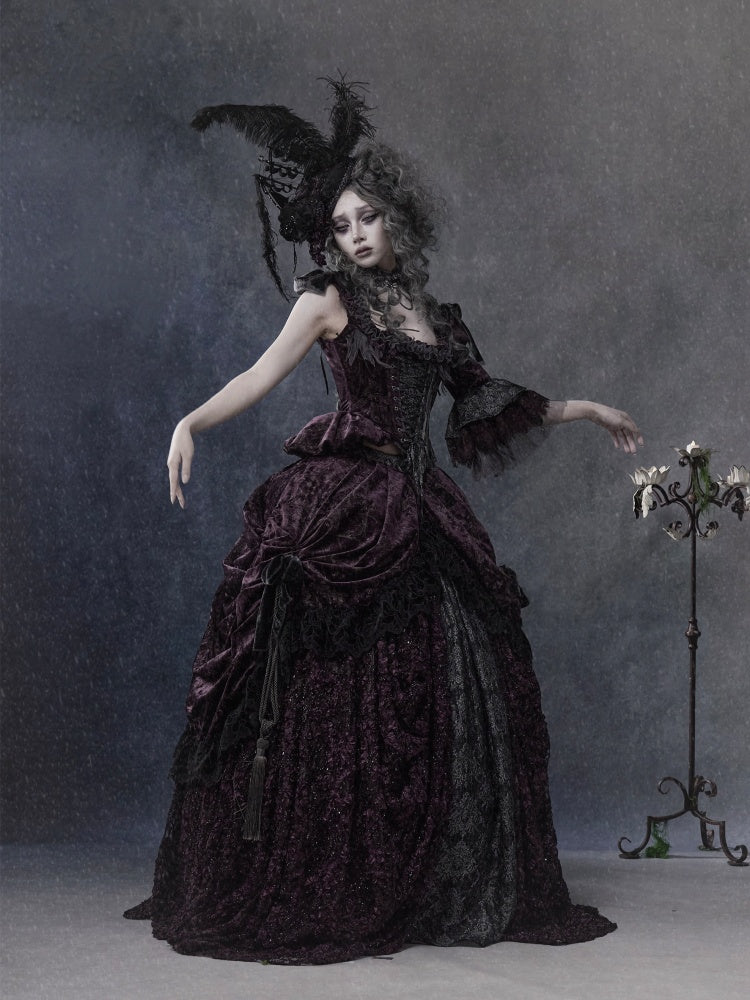 Legacy Of The Dead Gothic Dark Purple Fishbone Corset Tops【s0000018605】