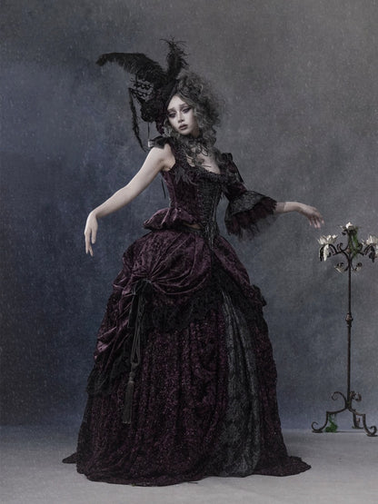 Legacy Of The Dead Gothic Dark Purple Fishbone Corset Tops【s0000018605】