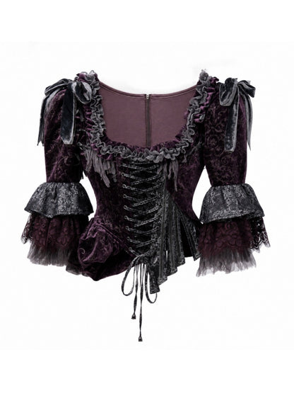Legacy Of The Dead Gothic Dark Purple Fishbone Corset Tops【s0000018605】