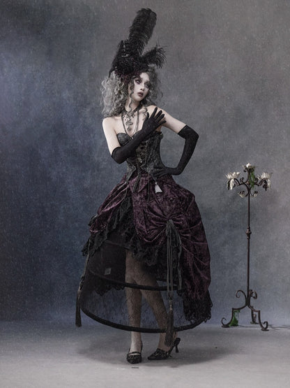 Legacy Of The Dead Gothic Dark Purple Fishbone Corset Tops【s0000018605】