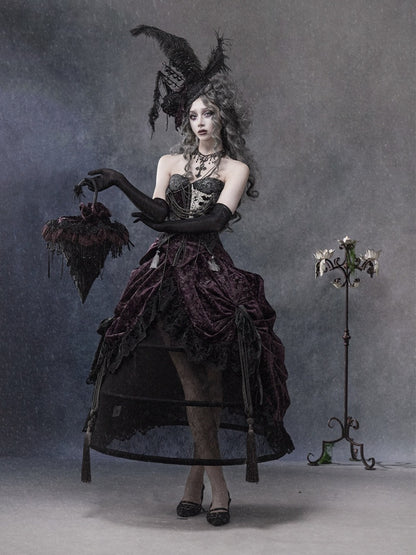 Legacy Of The Dead Gothic Dark Purple Fishbone Corset Tops【s0000018605】