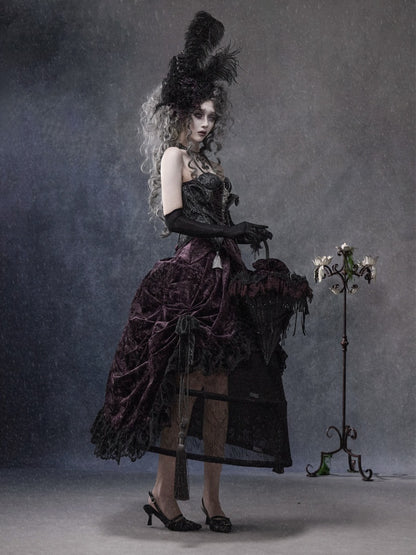 Legacy Of The Dead Gothic Dark Purple Fishbone Corset Tops【s0000018605】