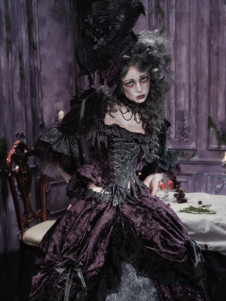 Legacy Of The Dead Gothic Dark Purple Fishbone Corset Tops【s0000018605】