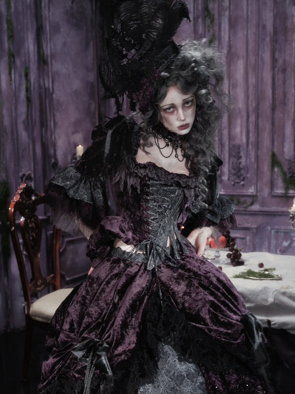 Legacy Of The Dead Gothic Dark Purple Fishbone Corset Tops【s0000018605】