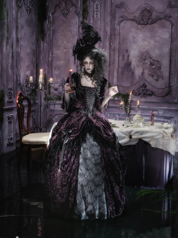 Legacy Of The Dead Gothic Dark Purple Fishbone Corset Tops【s0000018605】