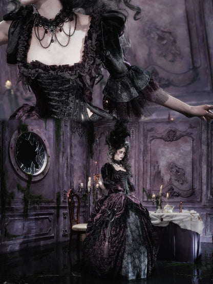 Legacy Of The Dead Gothic Dark Purple Fishbone Corset Tops【s0000018605】