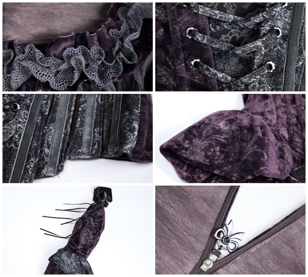 Legacy Of The Dead Gothic Dark Purple Fishbone Corset Tops【s0000018605】