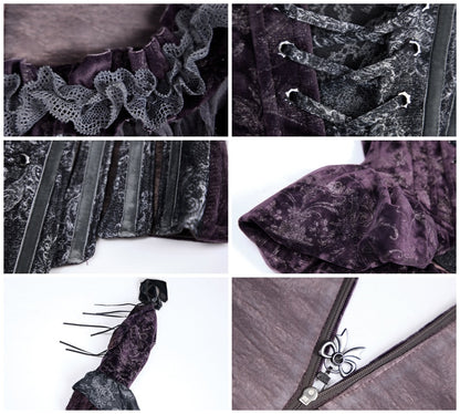 Legacy Of The Dead Gothic Dark Purple Fishbone Corset Tops【s0000018605】