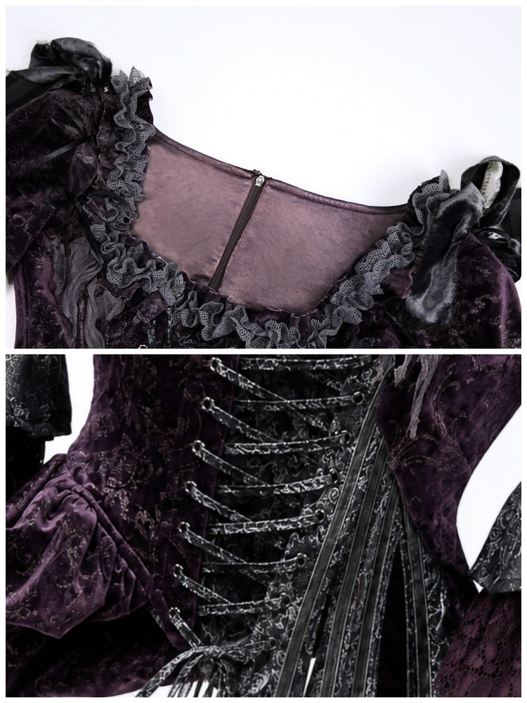 Legacy Of The Dead Gothic Dark Purple Fishbone Corset Tops【s0000018605】