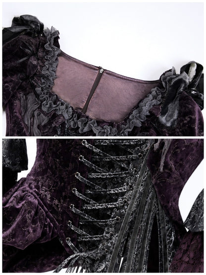 Legacy Of The Dead Gothic Dark Purple Fishbone Corset Tops【s0000018605】