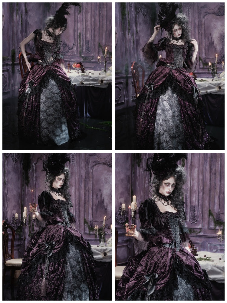 Legacy Of The Dead Gothic Dark Purple Fishbone Corset Tops【s0000018605】