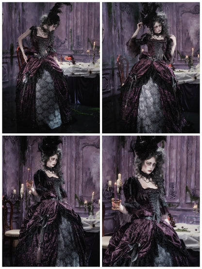 Legacy Of The Dead Gothic Dark Purple Fishbone Corset Tops【s0000018605】