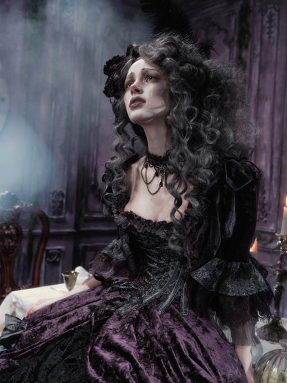 Legacy Of The Dead Gothic Dark Purple Fishbone Corset Tops【s0000018605】