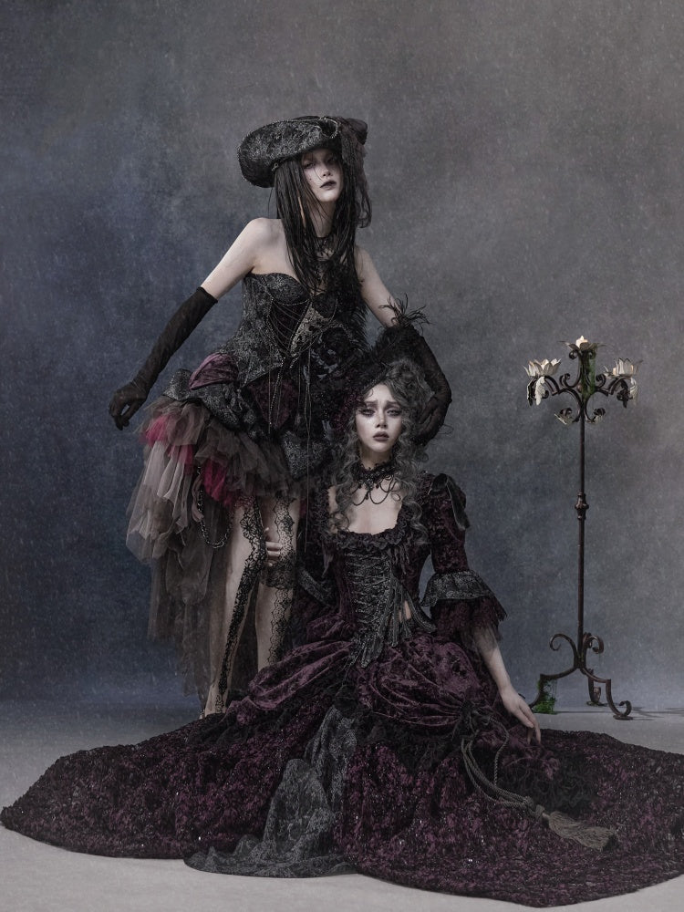 Legacy Of The Dead Gothic Dark Purple Midi Skirt【s0000018606】