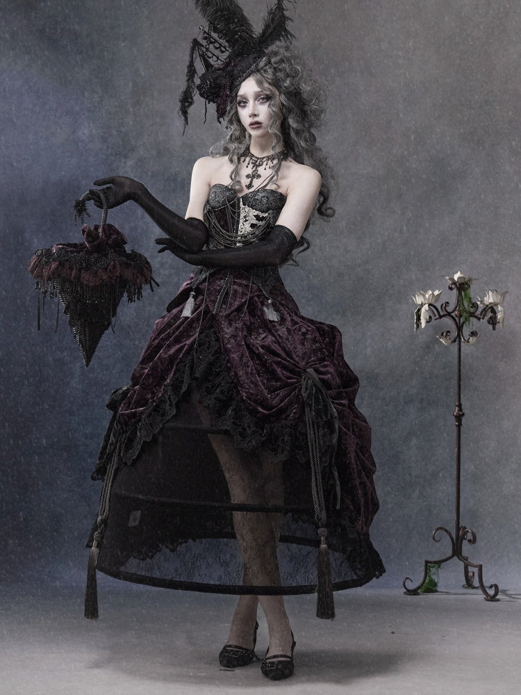 Legacy Of The Dead Gothic Dark Purple Midi Skirt【s0000018606】