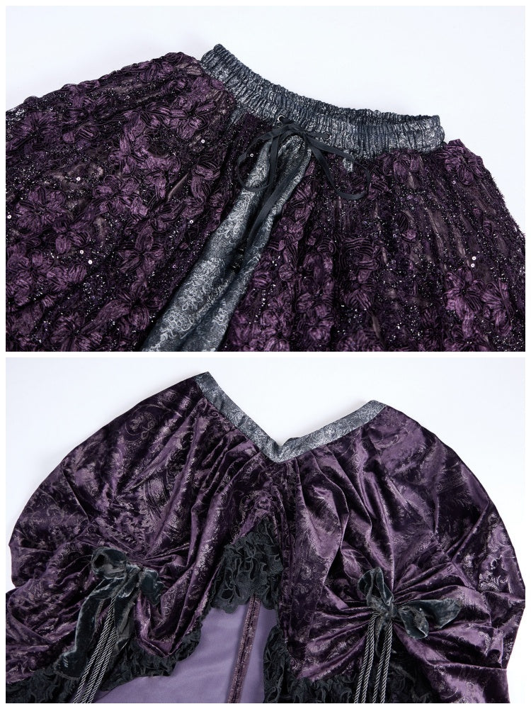 Legacy Of The Dead Gothic Dark Purple Midi Skirt【s0000018606】