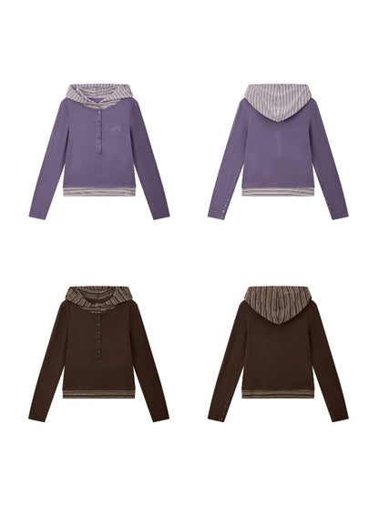 Lyocell High-Elastic Skin-Friendly Fake Two-Piece Striped Color-Block Long-Sleeve Base Layer【s0000018610】