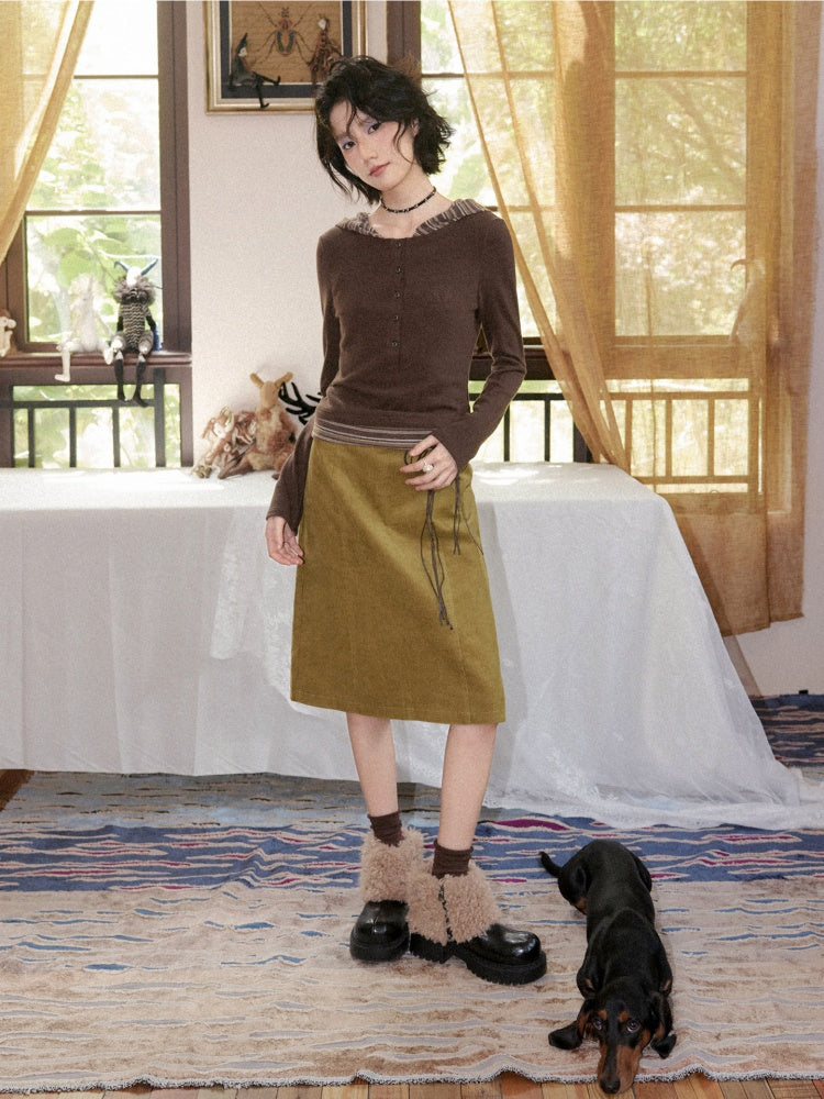 Lyocell High-Elastic Skin-Friendly Fake Two-Piece Striped Color-Block Long-Sleeve Base Layer【s0000018610】