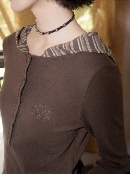 Lyocell High-Elastic Skin-Friendly Fake Two-Piece Striped Color-Block Long-Sleeve Base Layer【s0000018610】