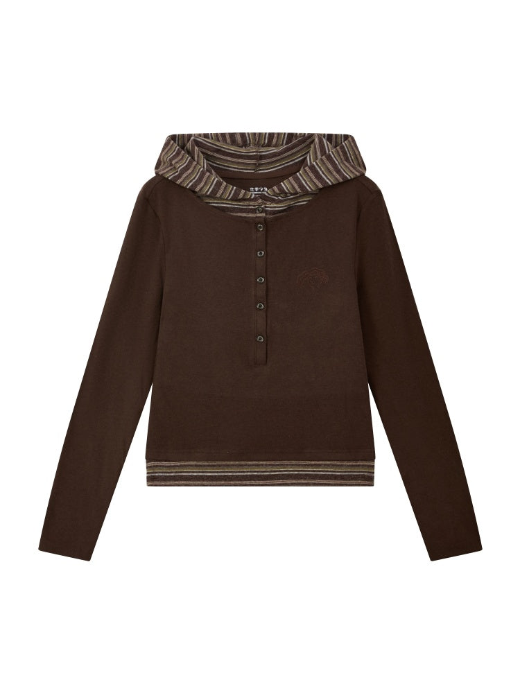Lyocell High-Elastic Skin-Friendly Fake Two-Piece Striped Color-Block Long-Sleeve Base Layer【s0000018610】