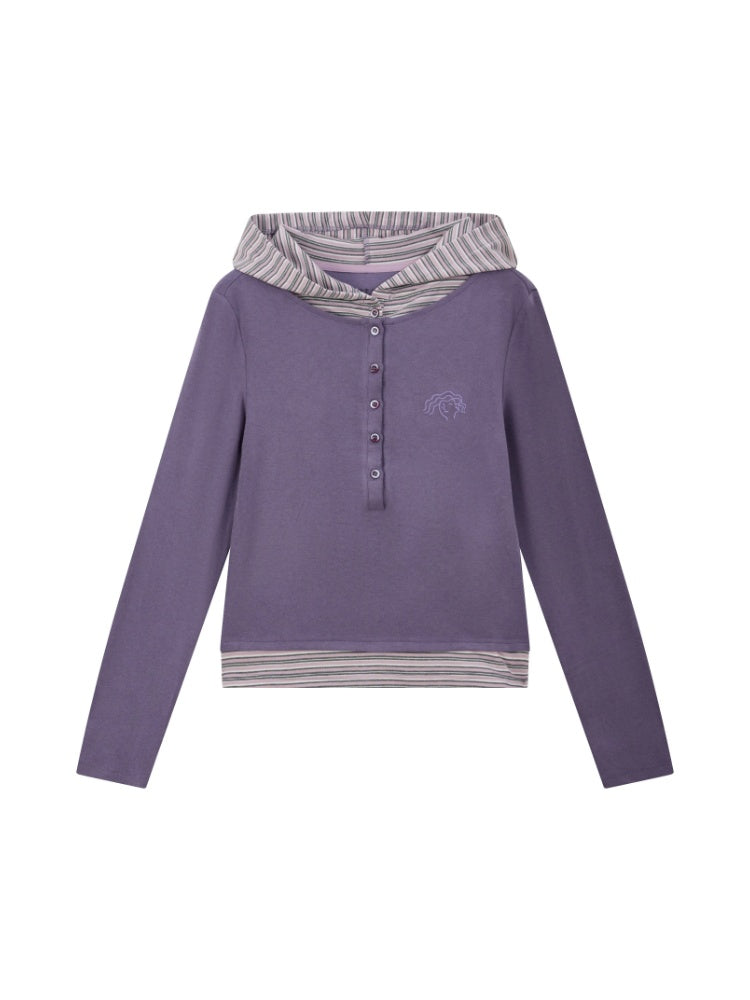 Lyocell High-Elastic Skin-Friendly Fake Two-Piece Striped Color-Block Long-Sleeve Base Layer【s0000018610】