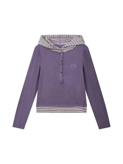 Lyocell High-Elastic Skin-Friendly Fake Two-Piece Striped Color-Block Long-Sleeve Base Layer【s0000018610】
