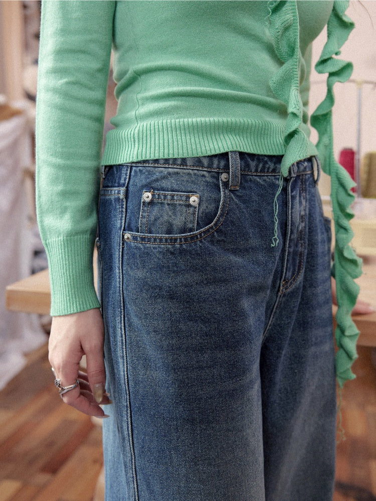 Non-Stretch Cotton Slim Straight-Leg Fleece Edges Pants【s0000018612】
