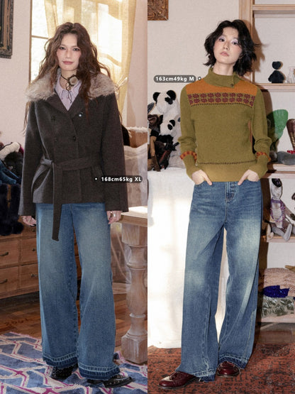 Non-Stretch Cotton Slim Straight-Leg Fleece Edges Pants【s0000018612】