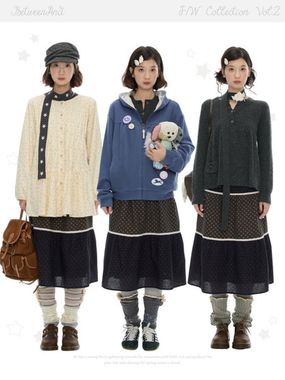 Vintage Coffee-Colored Floral Lace Patchwork Pure Cotton Long Skirt【s0000018614】