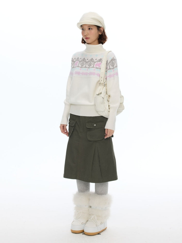 Floral Window Fer Island Jacquard Knit Bat-Sleeve Pullover Soft Sweater【s0000018615】